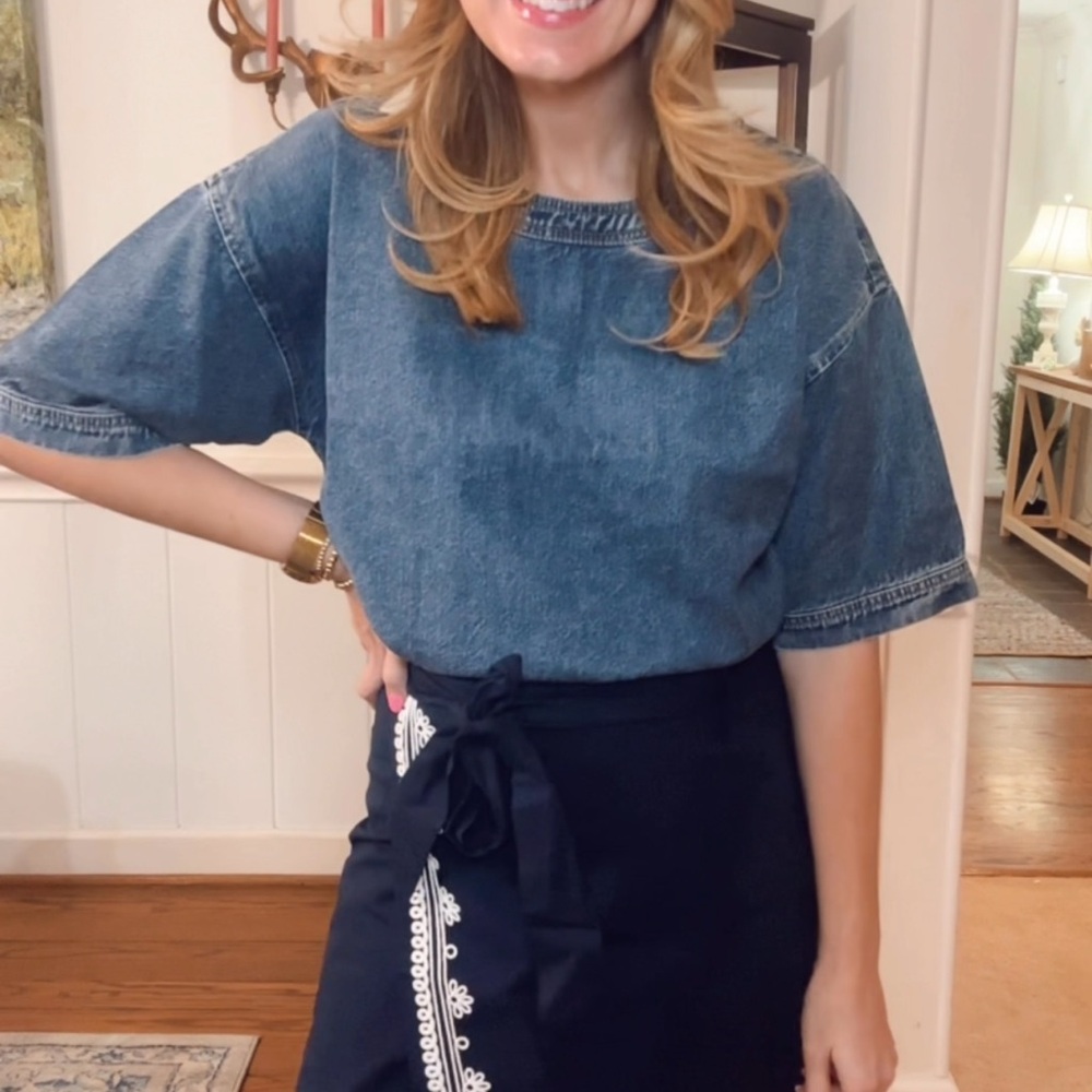 Loft. Worn once. Denim Top